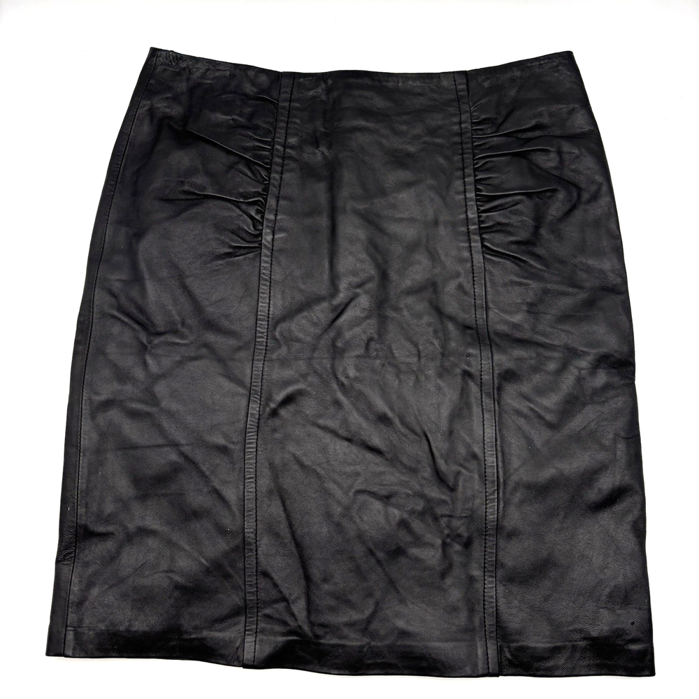 NWT 2008 in SUEDE Black 100% Genuine Leather Pencil Skirt 8 30x20.5