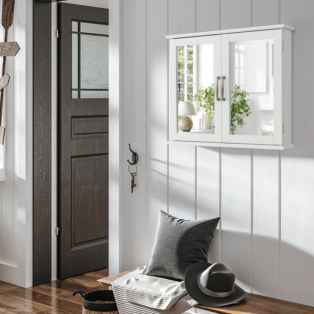 Double Mirrored Medicine Cabinet Wall Mount Bathroom Storage Organizer-image