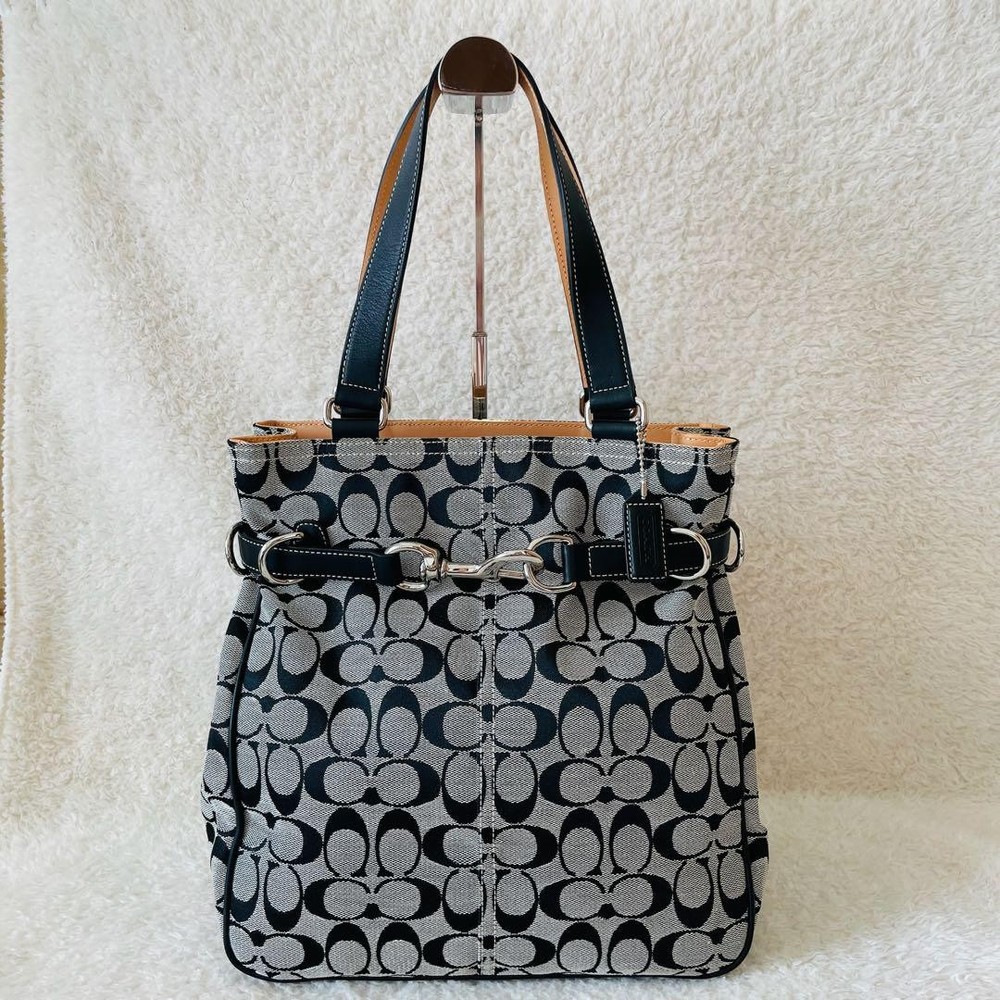 COACH Signature Gray Tote Bag with Shoulder Strap