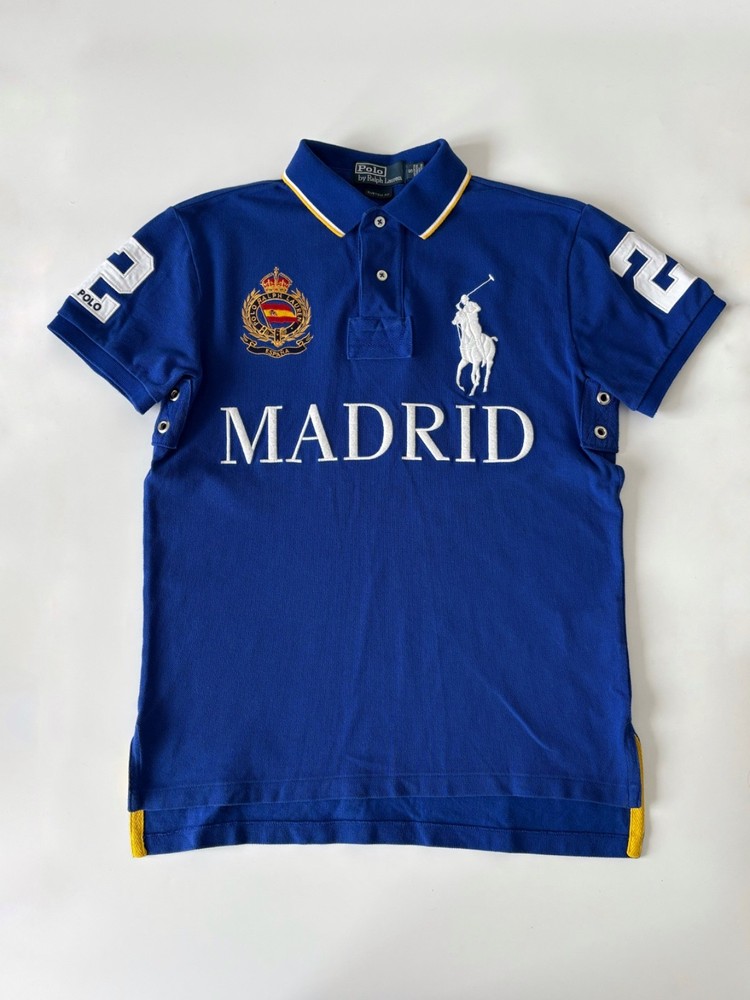 NO US DUTIES Vintage Polo Ralph Lauren Madrid Spain #2 Big Pony T-Shirt Tee S