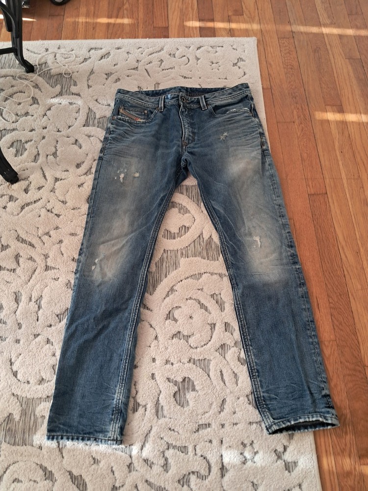 Great Mens Designer Diesel Thavar Jeans 36 X 32 Distressed Read Slim Skinny