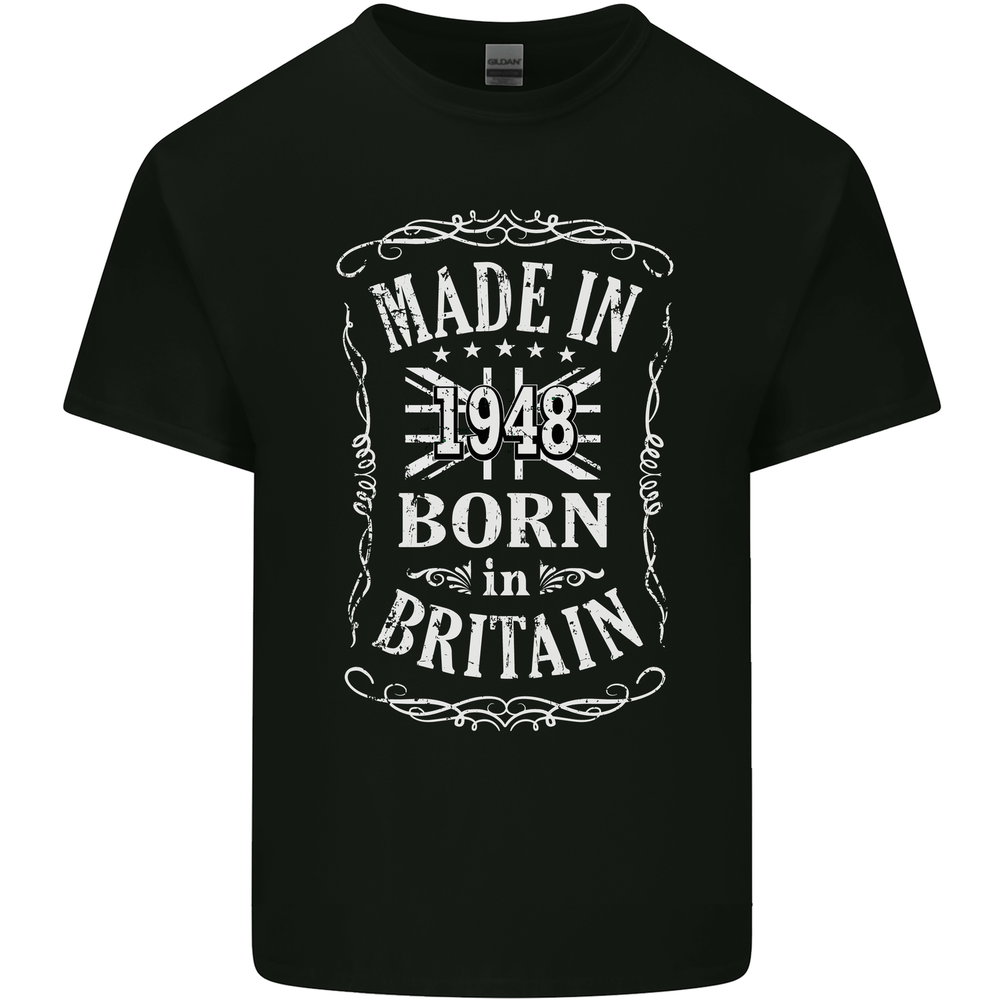 Born In Britain 75th Birthday Made 1948 Mens Cotton T-Shirt Tee Top