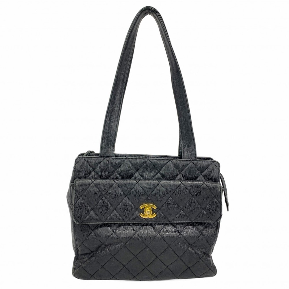 Chanel Matelasse Quilted Shoulder Bag 815769 Black Caviar Leather