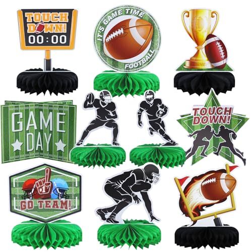 10-Piece Football-Themed Honeycomb Table Decorations for Game Day Party
