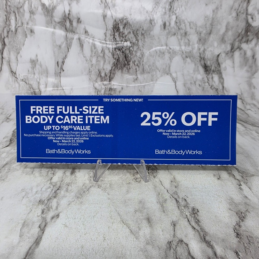 Bath & Body Works Coupon 25% Off & Body Care Item Exp 03/22/26 Physical Mailed-image