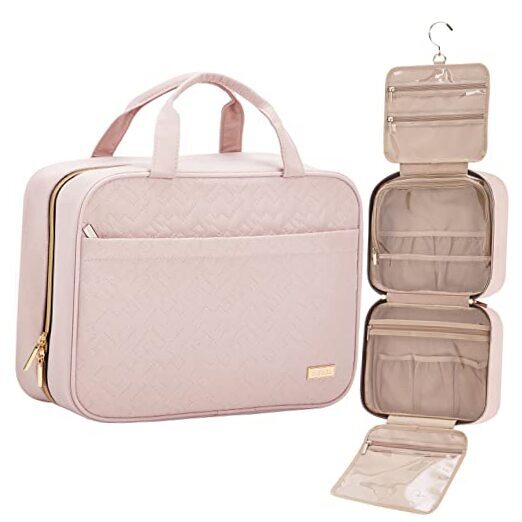 Pink Large Hanging Travel Toiletry Bag for Women Portable Organizer