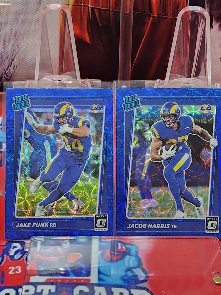 Los Angeles Rams Funk Harris Blue Scope Donruss Optic Football Card Lot of Two