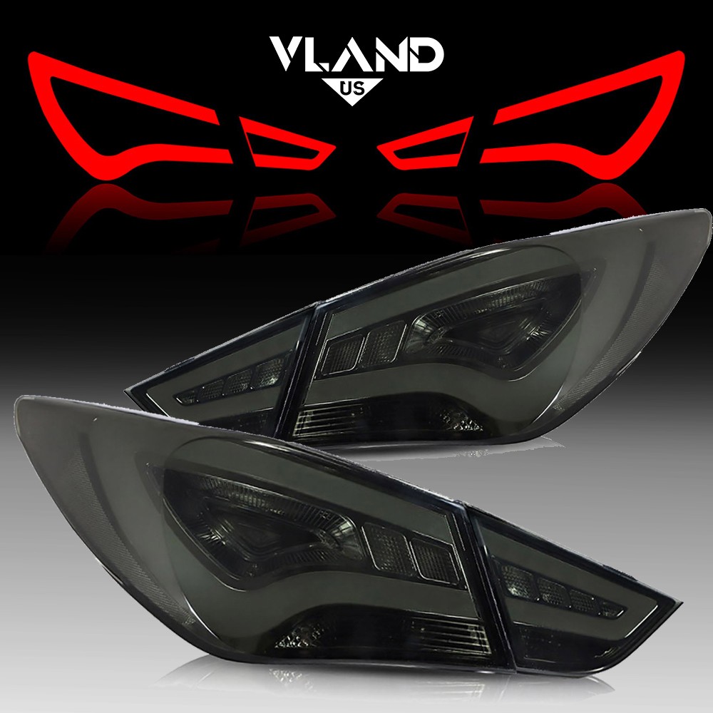 VLAND Smoked LED Tail Lights For 2011-2014 Hyundai Sonata Brake Rear Lamps LH+RH