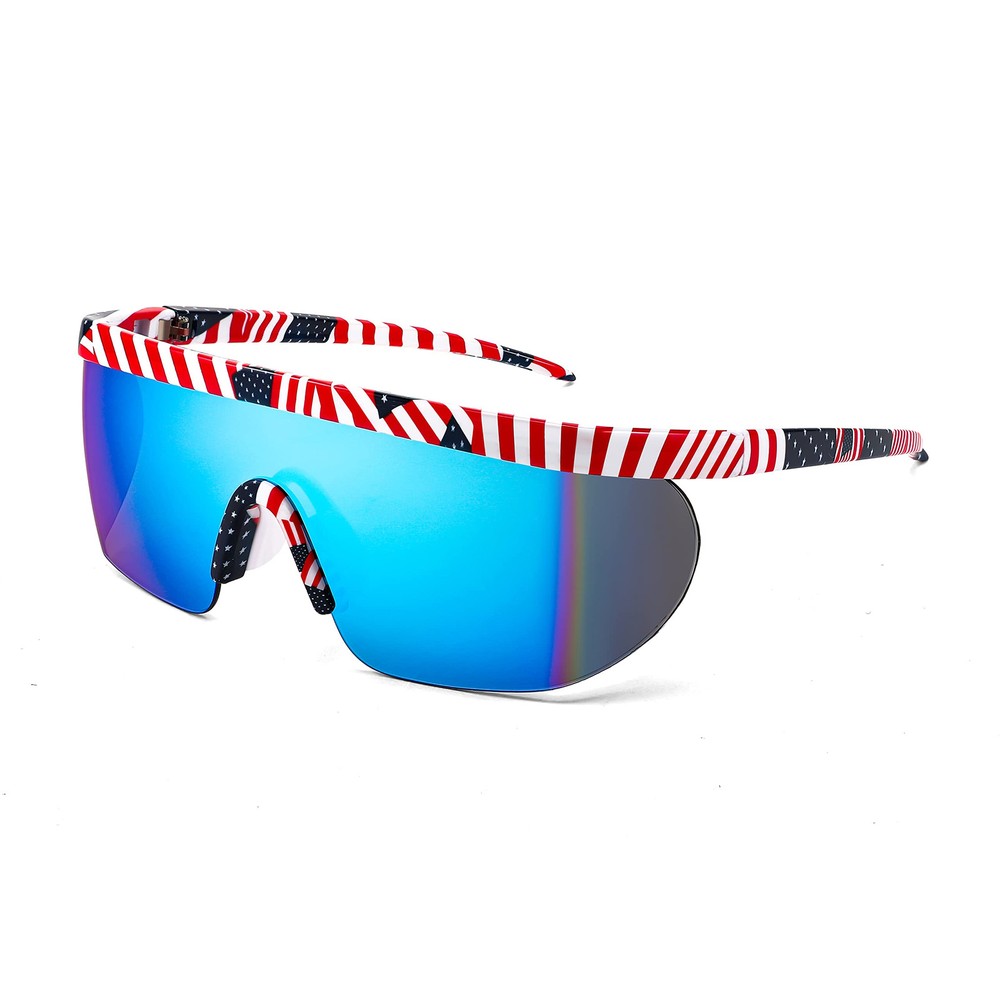Oversized 80s Mirror Shield Sunglasses Flat Top Ski Sport Goggles