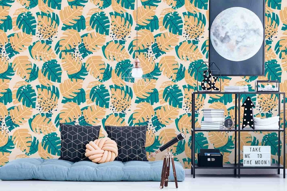 3D Leaves Watercolor Pattern Wall Murals Wallpaper Murals Wall Sticker 5