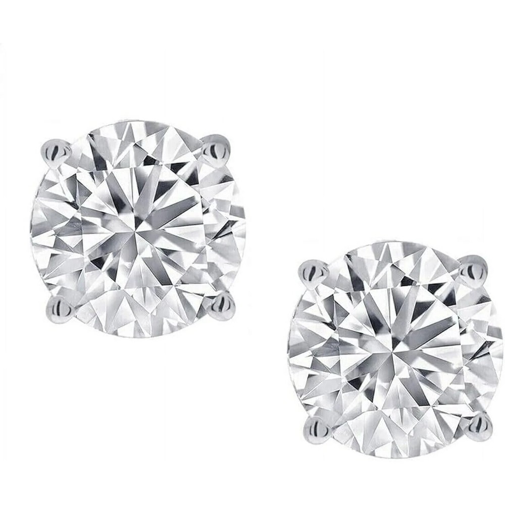 1Ct Lab Diamond Round 5MM Stud Earrings 14K White Gold