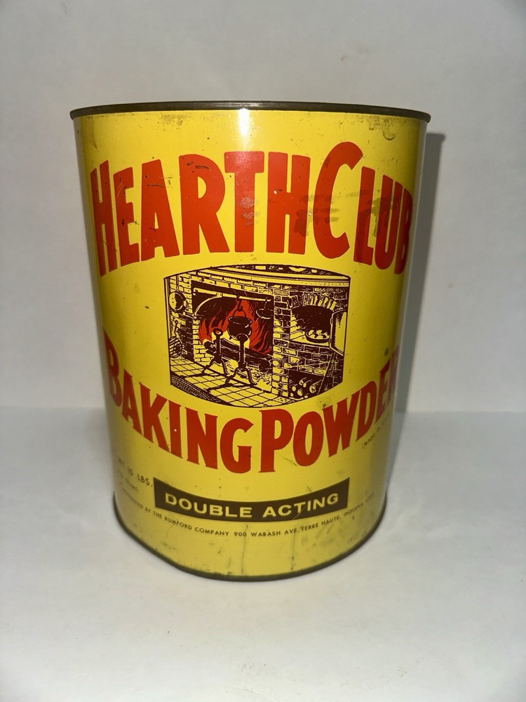 Vintage Hearth Club Baking Powder 10lb Can Excellent Condition Indiana Collectible  
