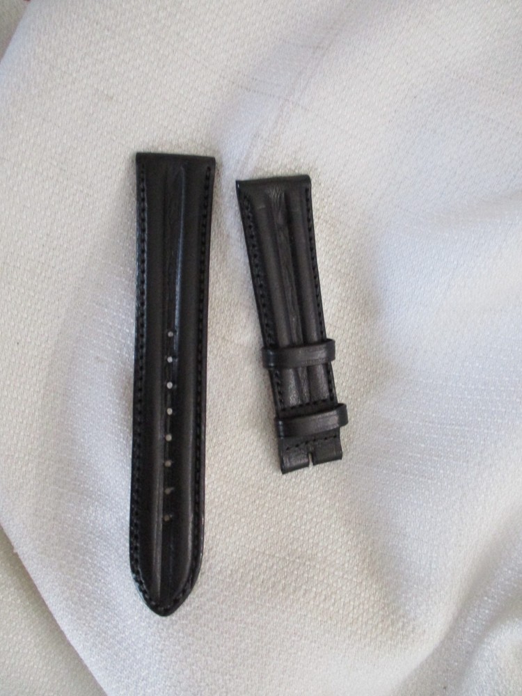 GENUINE leather dome black smooth stitching made usa watch band strap  20 MM