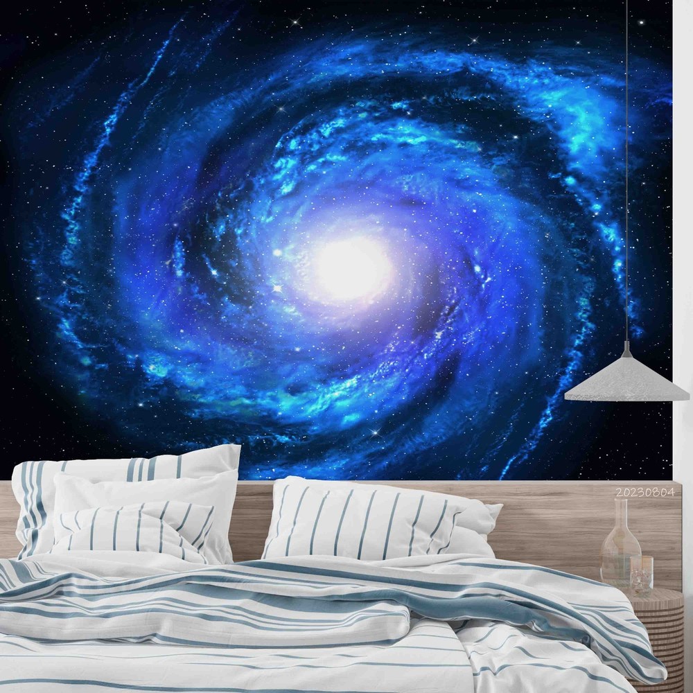 3D Space Blue Galaxy Wall Murals Wallpaper Murals Wall Sticker