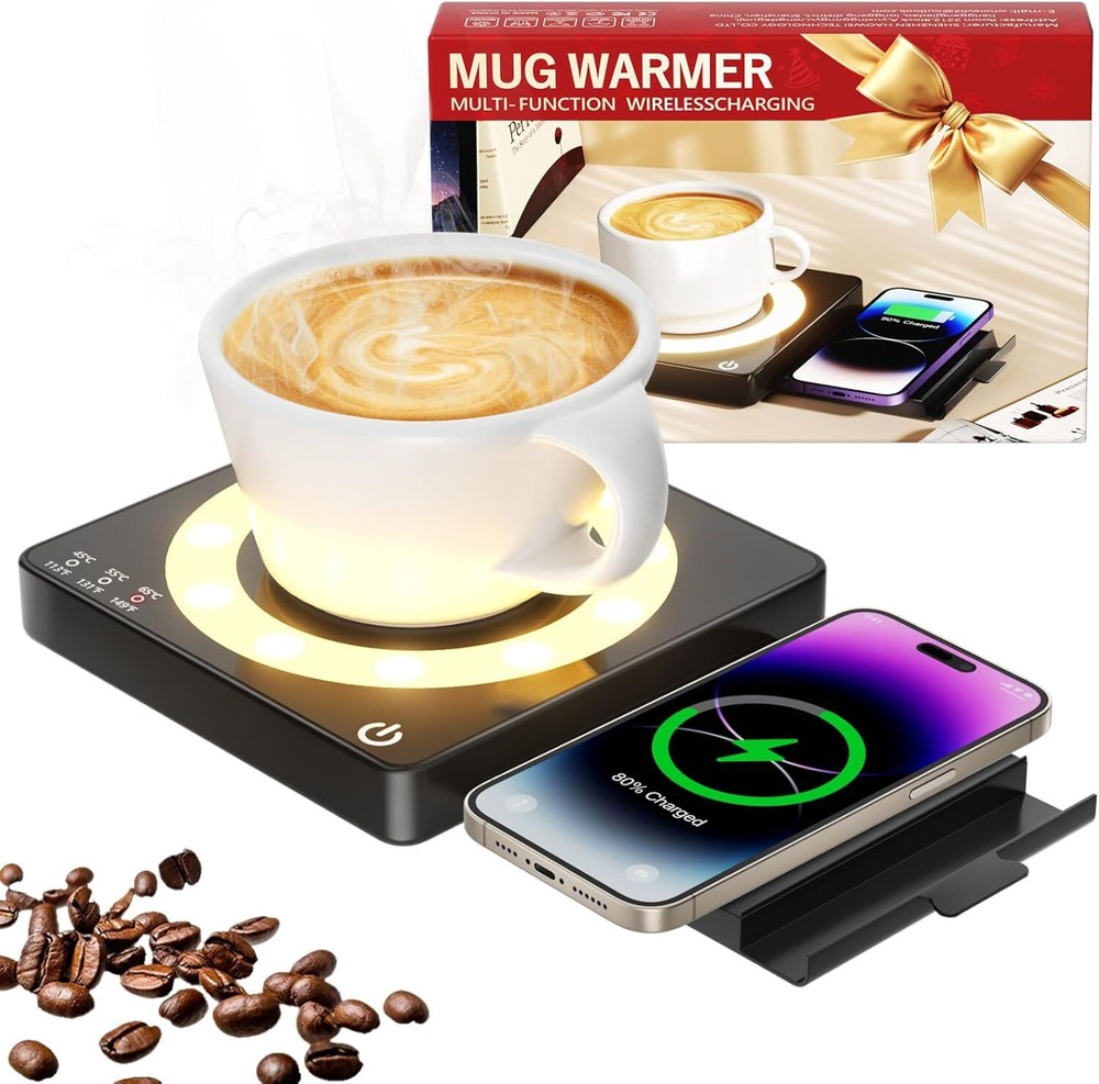 Coffee Mug Warmer, Smart Mug Warmer 15W Wireless Charging for Desk/Home, 3 Heat