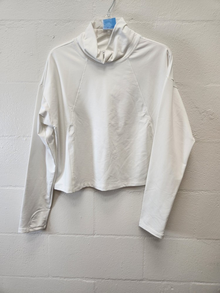 Athleta White Pull Over Cropped Mock Neck Long Sleeve Top Large 1208-114