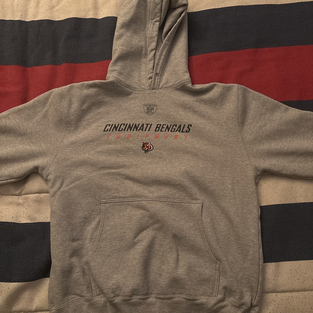 Vintage Reebok Cincinnati Bengals Hoodie Mens Large Gray Pullover Sweatshirt NFL