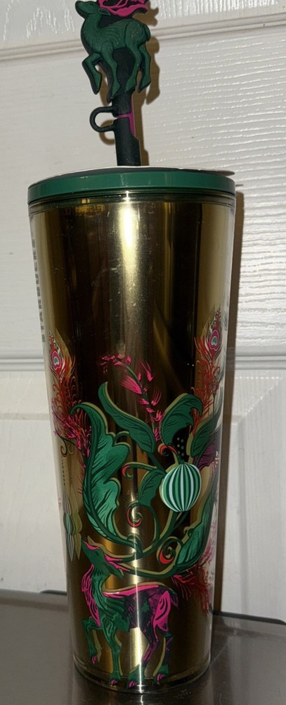Starbucks 2024 Holiday Reindeer (Peacock Collection) Cold Cup New