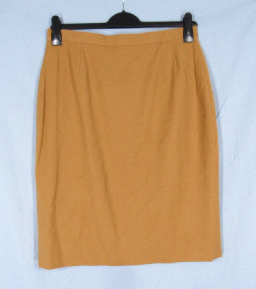 VTG ESCADA Tan Brown NEW WOOL Zip/Button DARTED Straight/Pencil Skirt Sz 42