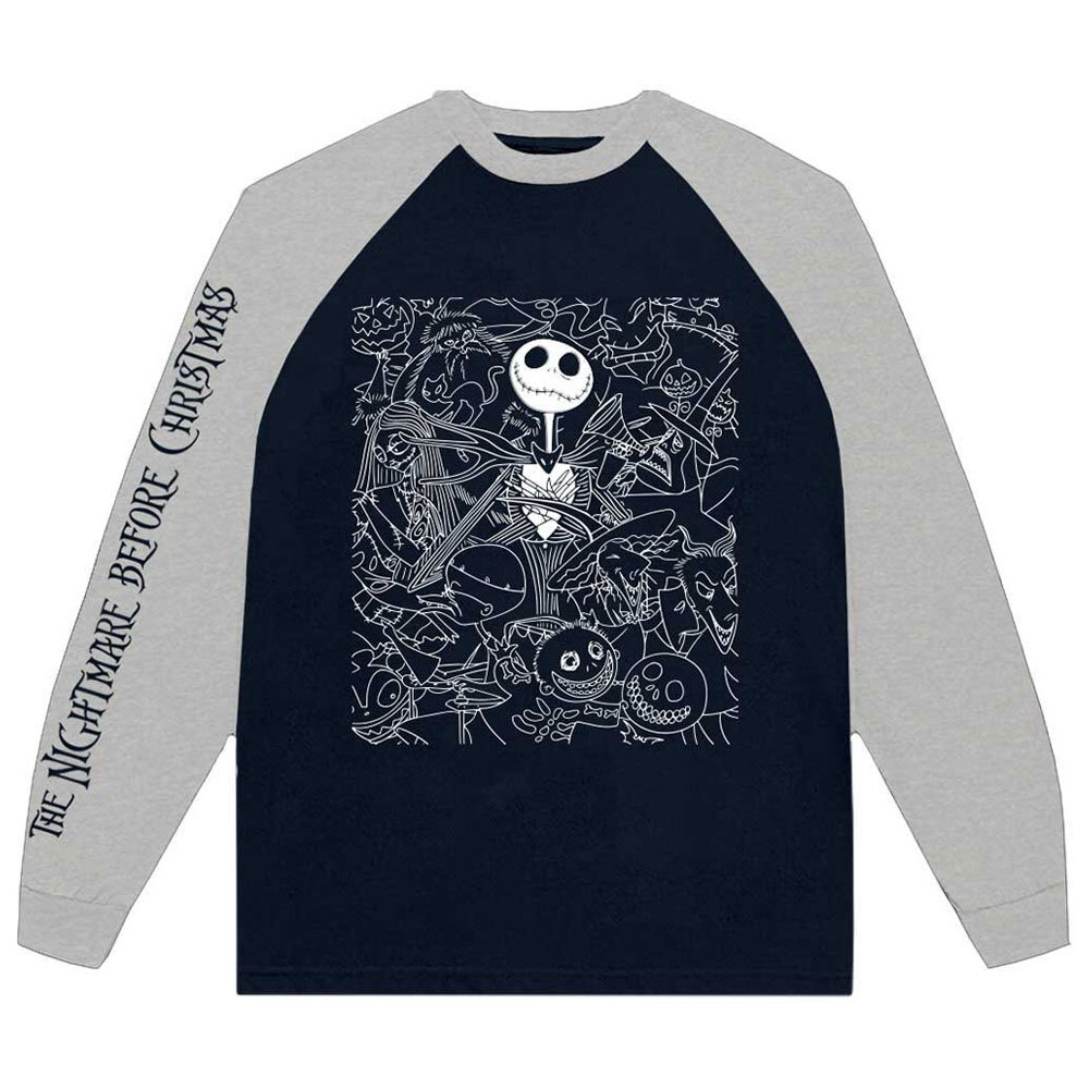 Nightmare Before Christmas Jack Crowd Raglan Long Sleeve Tee