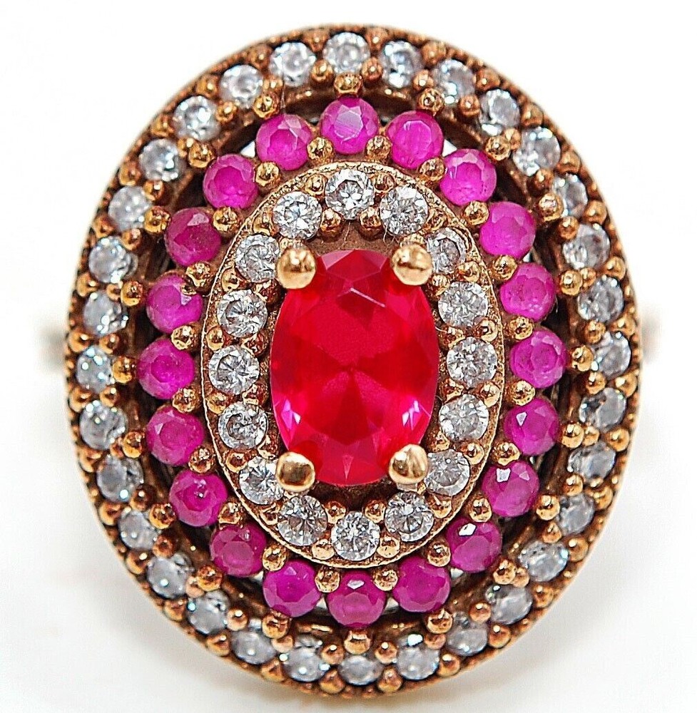Exquisite Ottoman Empire Inspired 4CT Treated Ruby 925 Sterling Silver Ring Size 7.5 H1-6