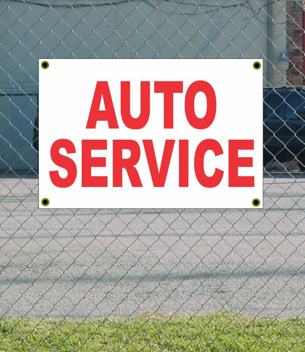 2x3 Red & White Auto Service Banner – New Discount Pricing