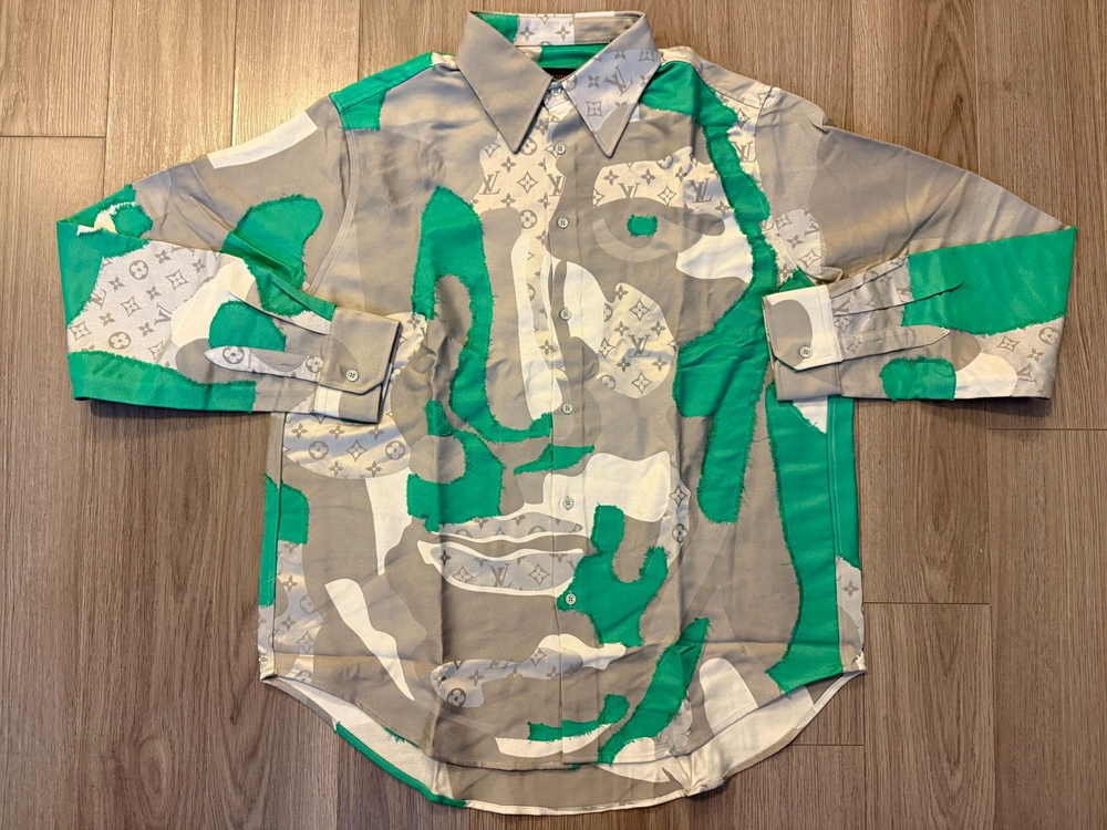Louis Vuitton Green Camo Overshirt multicolor sz L