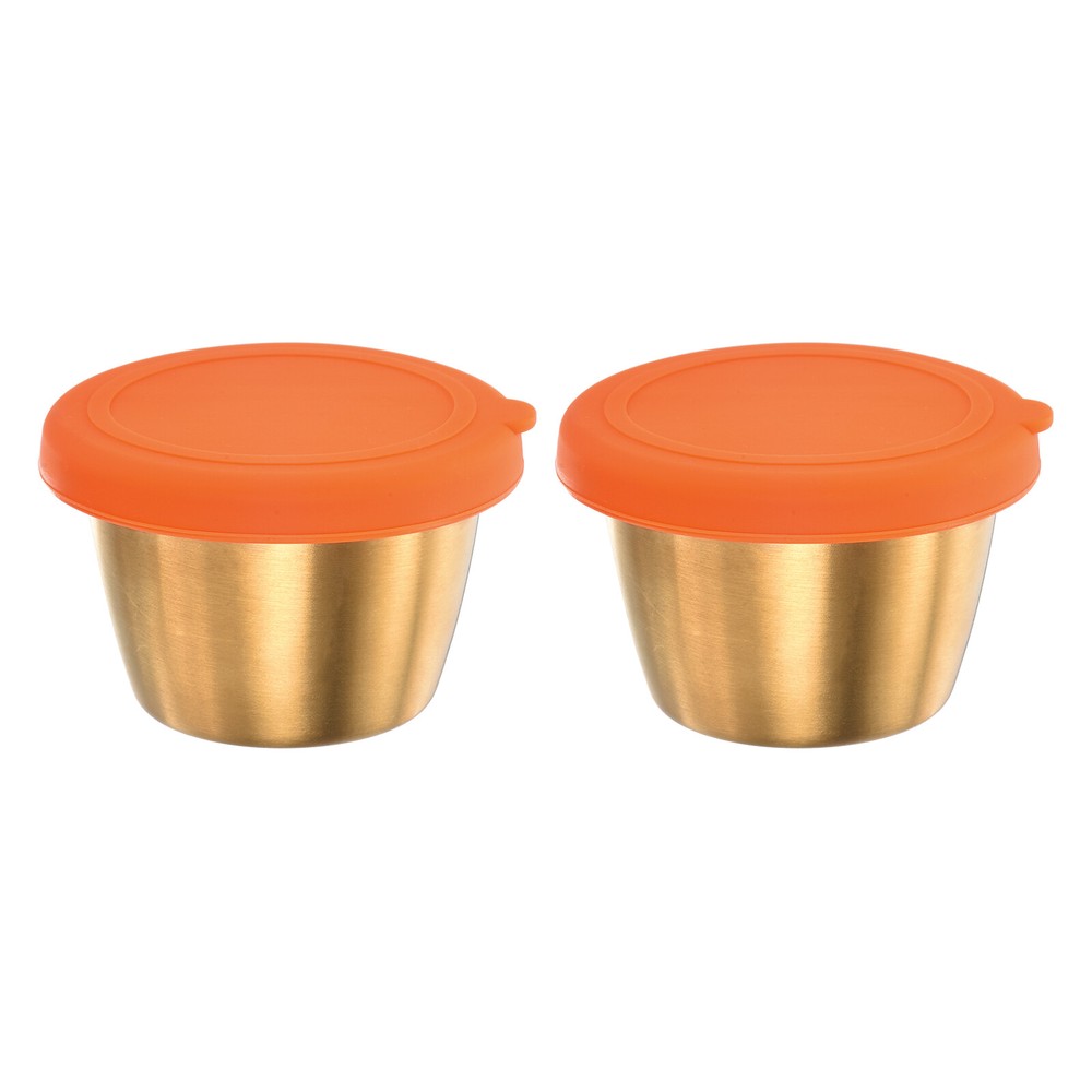 2pcs Orange 2.4oz Condiment Cups with Lids for Salad Dressing