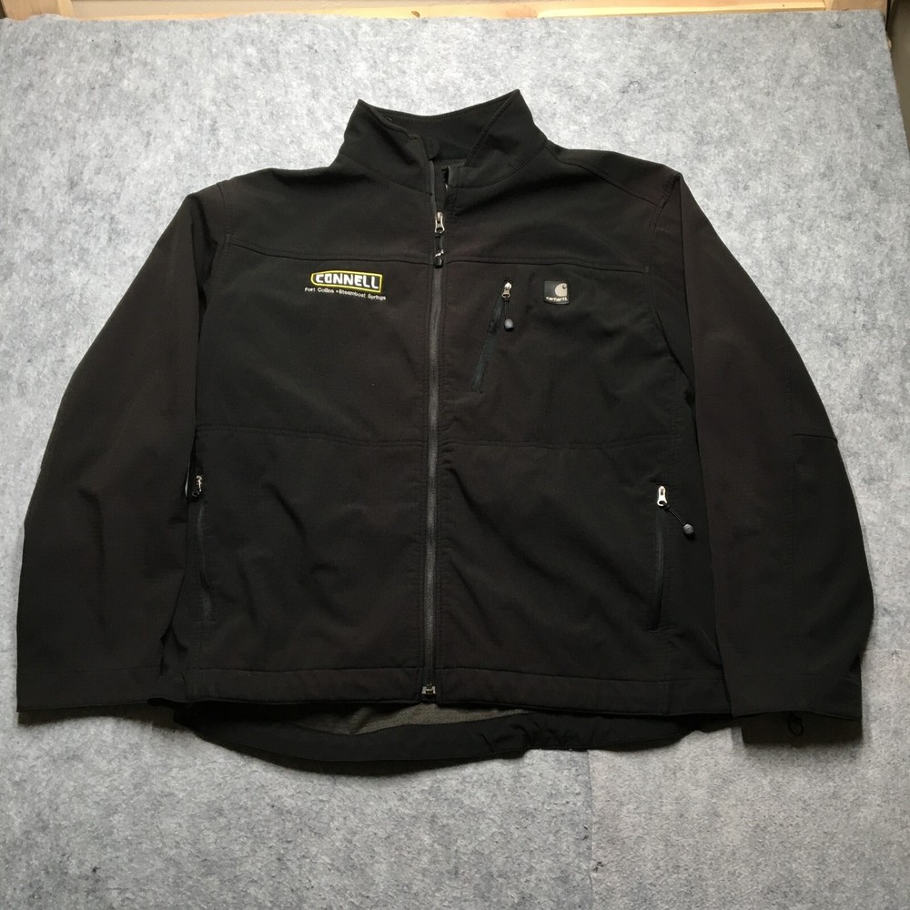 Carhartt Mens Crowley Soft Shell Jacket 2XL Black Fleece-Lined Thermal Workwear