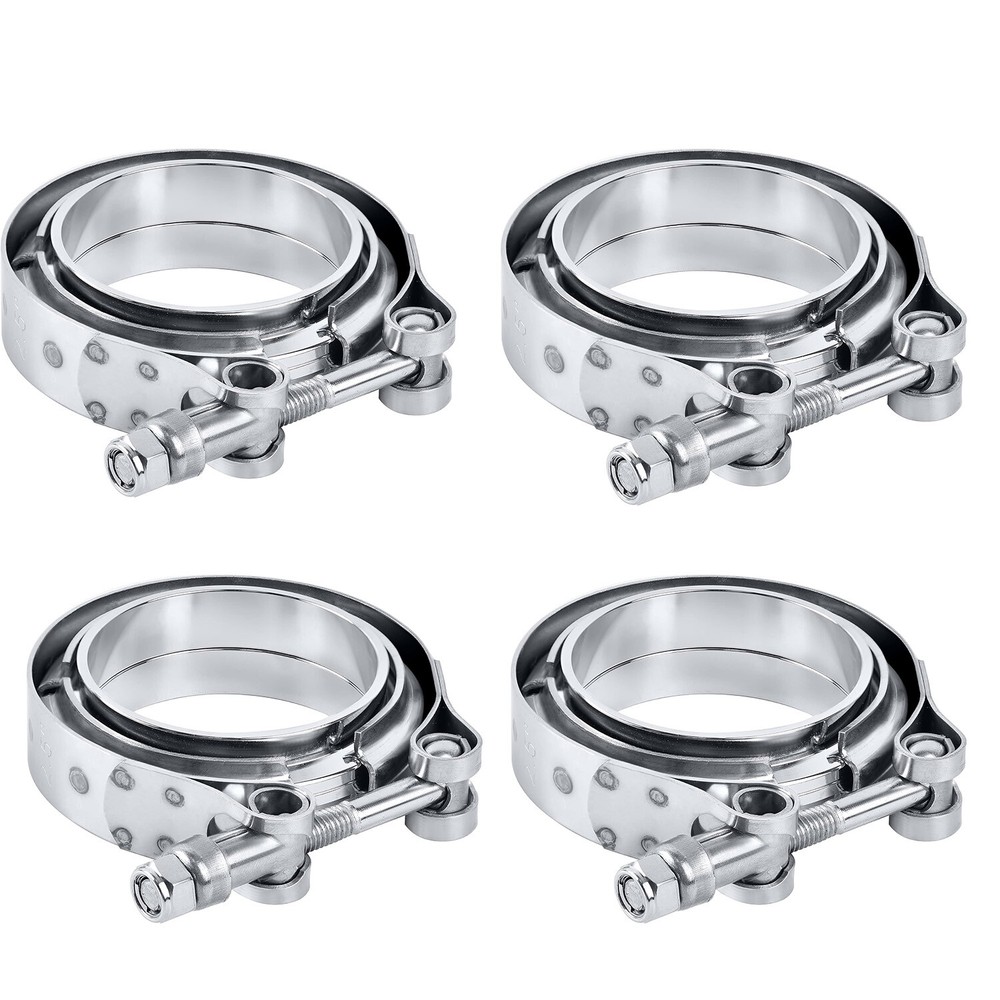 4-Piece 3.5 Inch 304 Stainless Steel V-Band Clamps for Exhaust Pipe Flanges