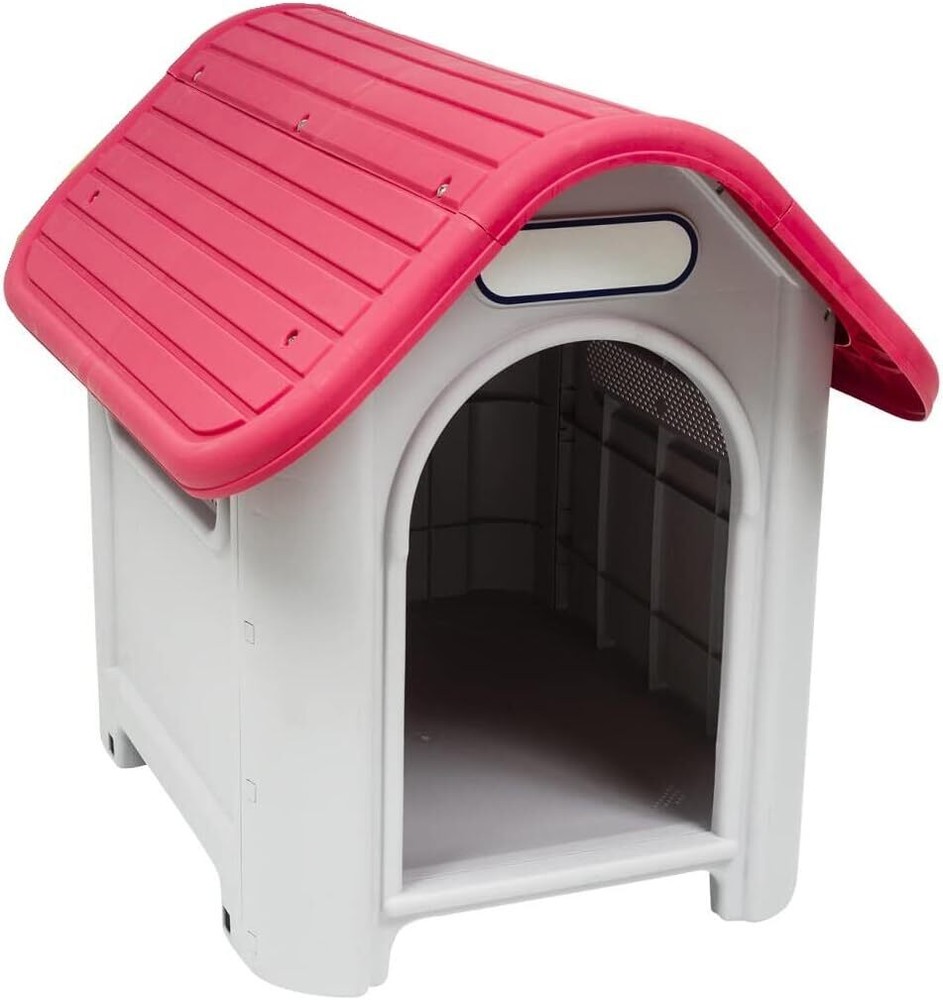 Durable Red Plastic Pet Dog House for Indoor or Outdoor Use Medium Size