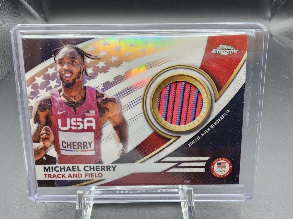 2024 Topps Chrome Olympic Michael Cherry Athlete Worn Memorabilia Relic USA