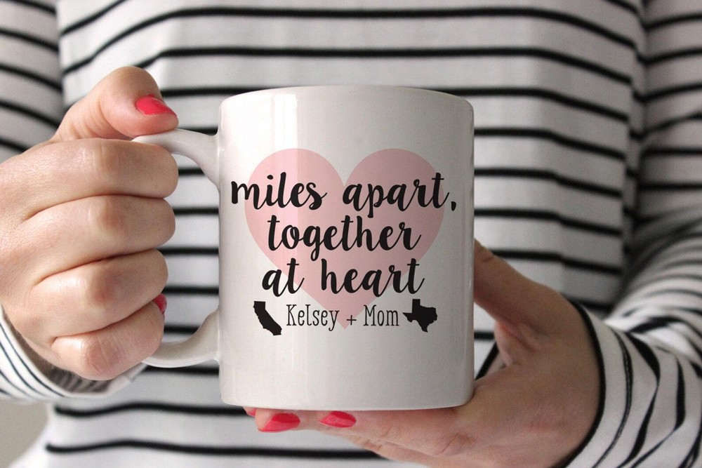 Miles Apart Together At Heart Mug . Christmas Mug For Mom Mug For Bff Long