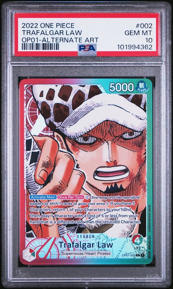 Trafalgar Law Alpha Pre-Errata PSA 10 - One Piece OP01-002 Romance Dawn English