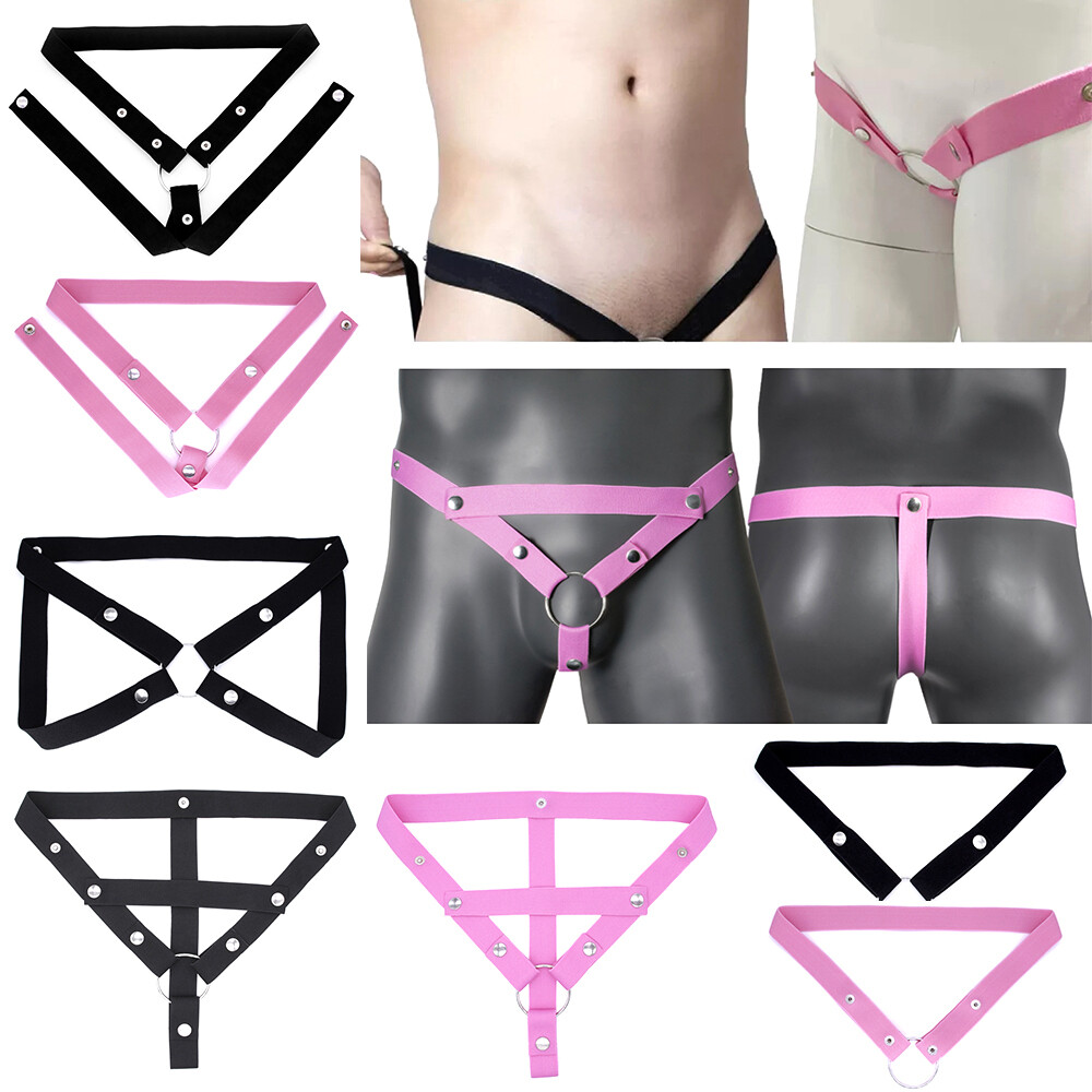 Adjustable Male Chastity Cage Belt with Elastic Rope Strap - Cage Not Included