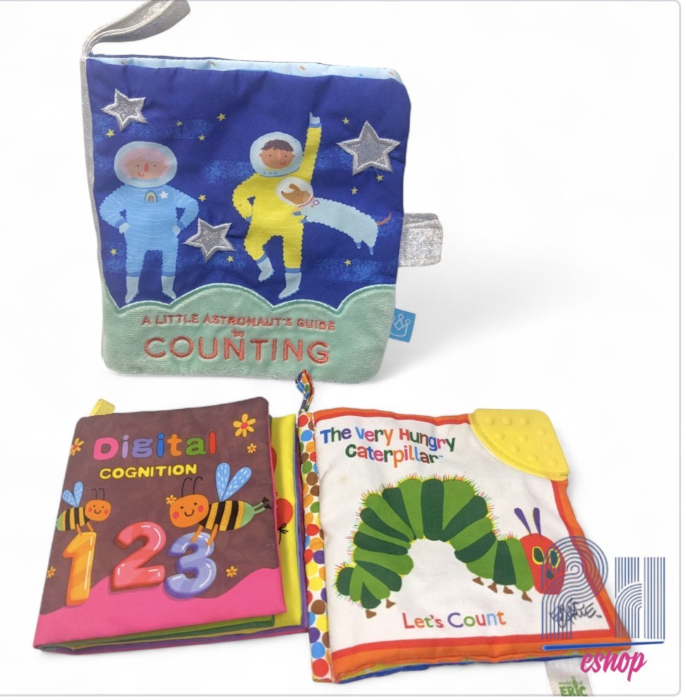 Lot of 3 baby toddler Soft Cloth Books preschool learning Crinkles Sensory Toy