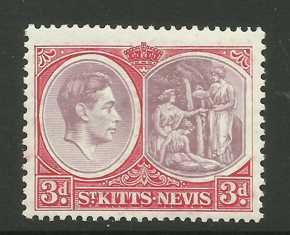 1940 3d Brown-Purple & Carmine-Red, Perf 12x12, Chalky paper, Sg 73a,  LM/Mint.