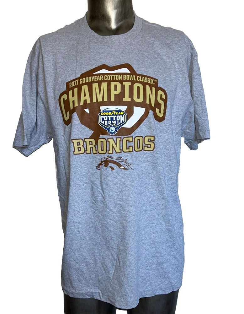 2017 Good Year Cotton Bowl WMU Broncos Champions Gray T-Shirt Size L-image