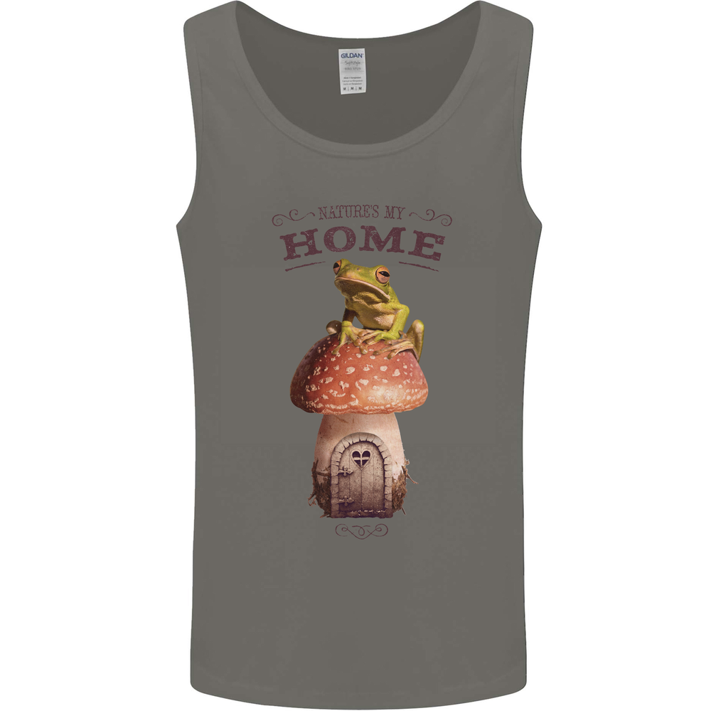 Nature My Home Mushroom Frog Mens Vest Tank Top