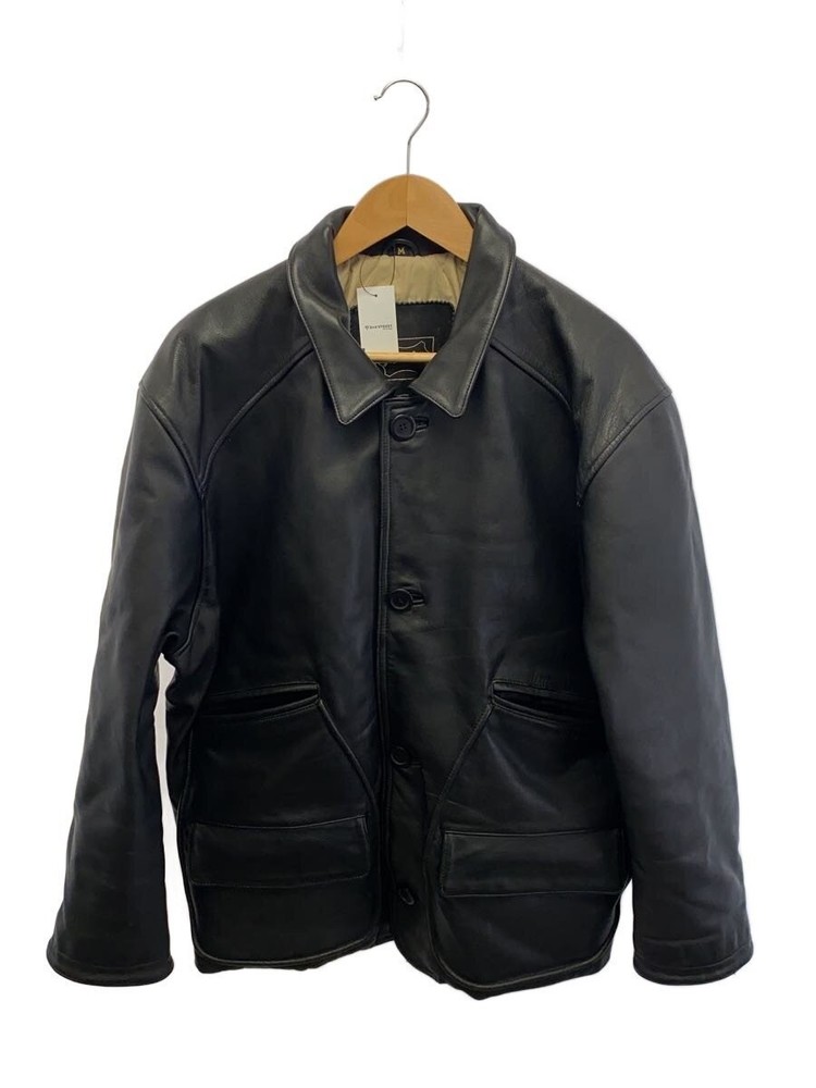 Genuine Leather/Leather Jacket Blouson/M/Cowhide/Blk/Plain// 3406