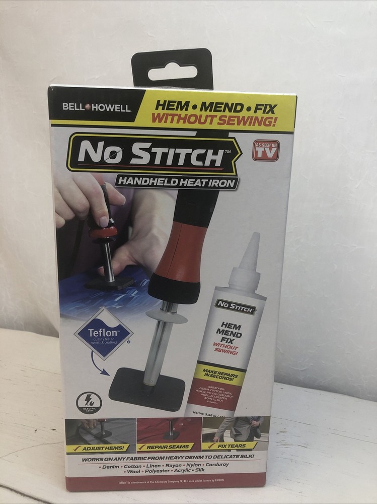 Bell Howell No Stitch Handheld Heat Iron Hem Mend Fix Clothes Without Sewing