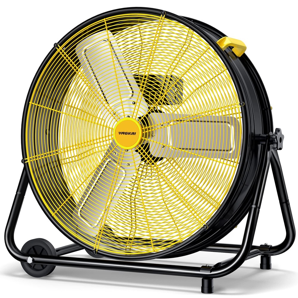 VAGKRI 24 Inch Industrial Drum Fan, 320W High Velocity Floor Fan, 3 Speed Hea...