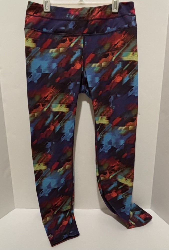 ATHLETA Womens M Water Color Reflective Compression Pants with Pockets