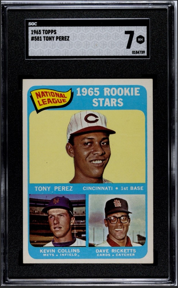 1965 Topps #581 TONY PEREZ ROOKIE CARD (RC) HOF Cincinnati Reds SGC 7 NM NICE!