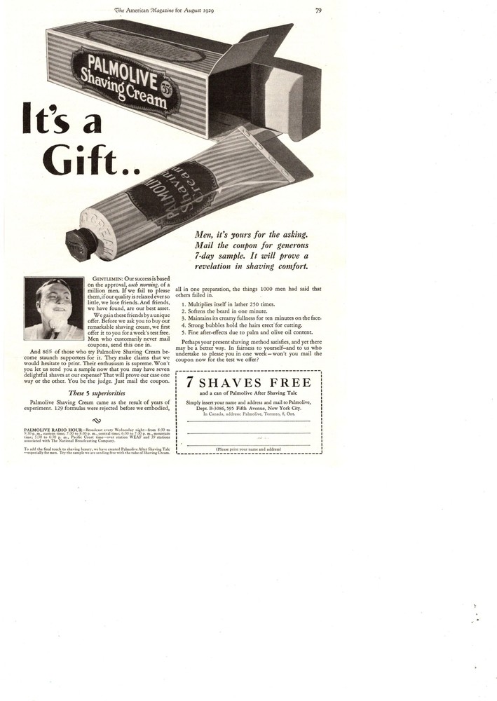 1929 Palmolive Shaving Cream 