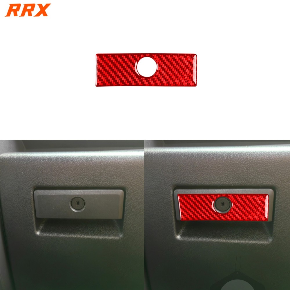 Red Carbon Fiber Co-pilot Glove Box Handle Cover Trim For Ford F150 F-150 15-20