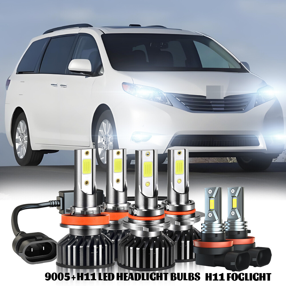 For Toyota Sienna 2011-2020 Pair LED Headlight High Low Beam Fog Light Bulbs Kit
