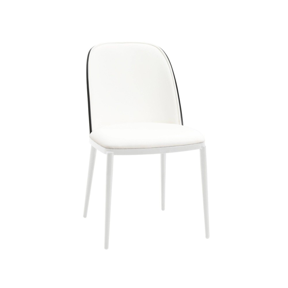 LeisureMod Tule Upholstered Seat Dining Chair in Sleek White Finish