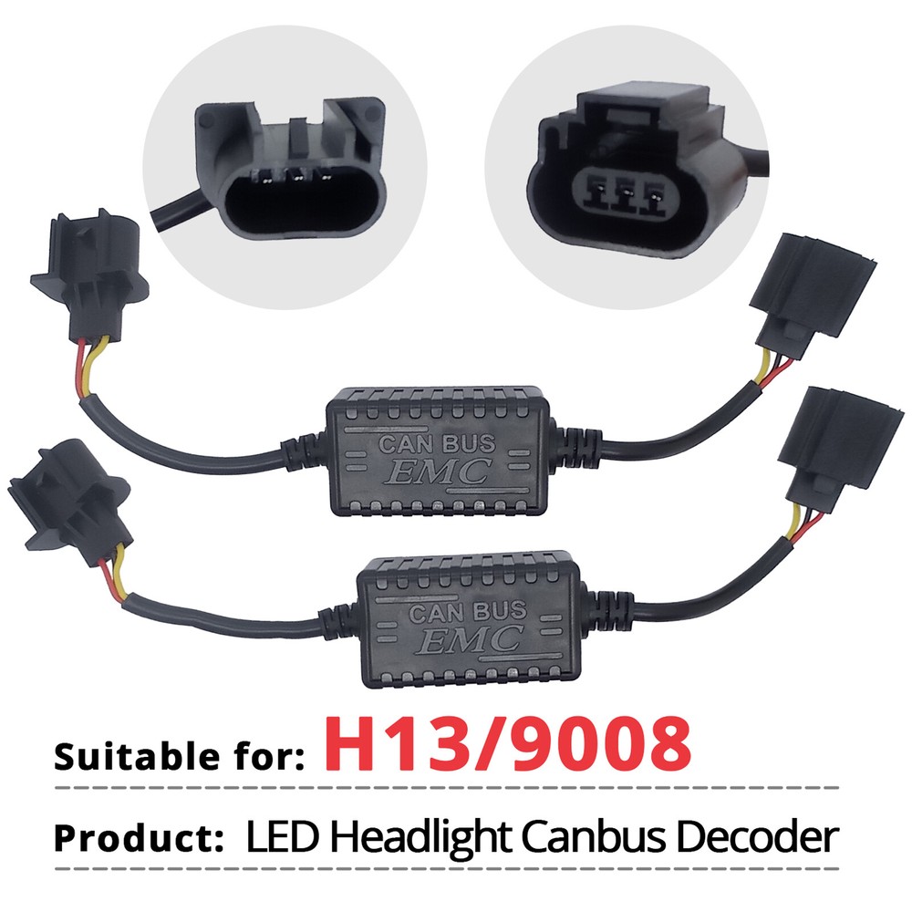 2× H13/9008 LED Headlight Canbus Decoder Error Anti Flicker Resistor Canceller