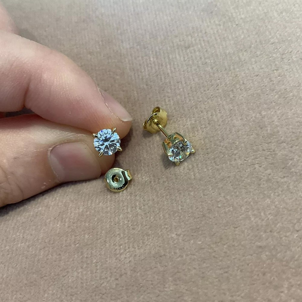 1.5 Carat Lab Created Diamond Solitaire Stud Earrings Yellow Gold Plated 925